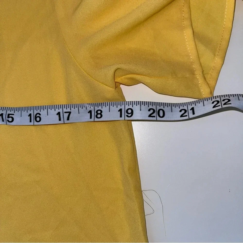 Shein Lemon Yellow Open Keyhole Tie Sleeve Blouse Medium Women’s